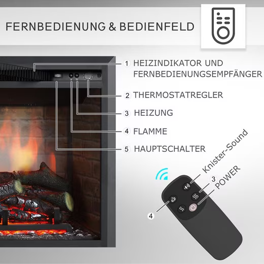 Balderia Elektrokamin Einbaukamin Heizung 2000 W Calida Kaminfeuer Elektro Kamin  B-Ware - 3448003901