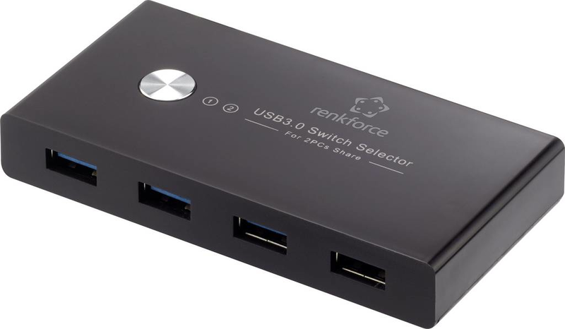 B-Ware Renkforce Rf Shb 200 4 Port Usb 3.2 Gen 1 Umschalter + Hub (Usb 3.0) Schwarz