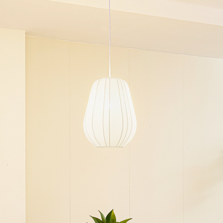 Lindby Hängeleuchte Helin Weiß ø 30cm Stoff Hängelampe Lampe Leuchte Spot Licht B-Ware - 4251911793796