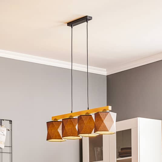 Euluna Hängeleuchte Hängelampe Pendelleuchte Fano Holz Textil Vierflammig E27 B-Ware - 5901780542535