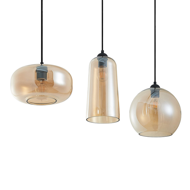 Lucande Wilja Hängeleuchte Hängeleuchte Lampe Leuchte E27 Dreiflammig Amber679 B-Ware