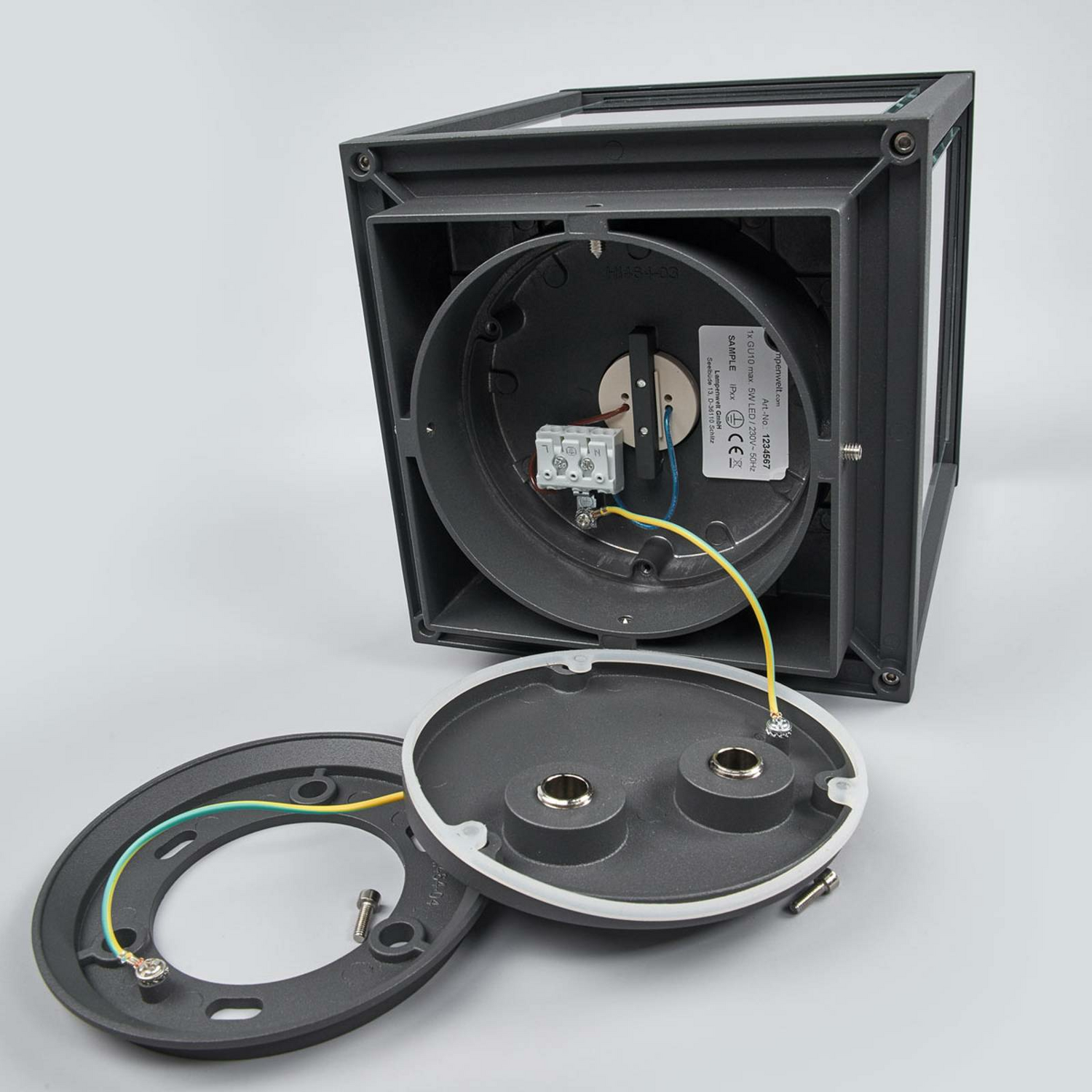 Lucande Sockellampe Annalea Sockelleuchte Gartenleuchte Lampe E27 Dunkelgrau B-Ware - 4251096528602