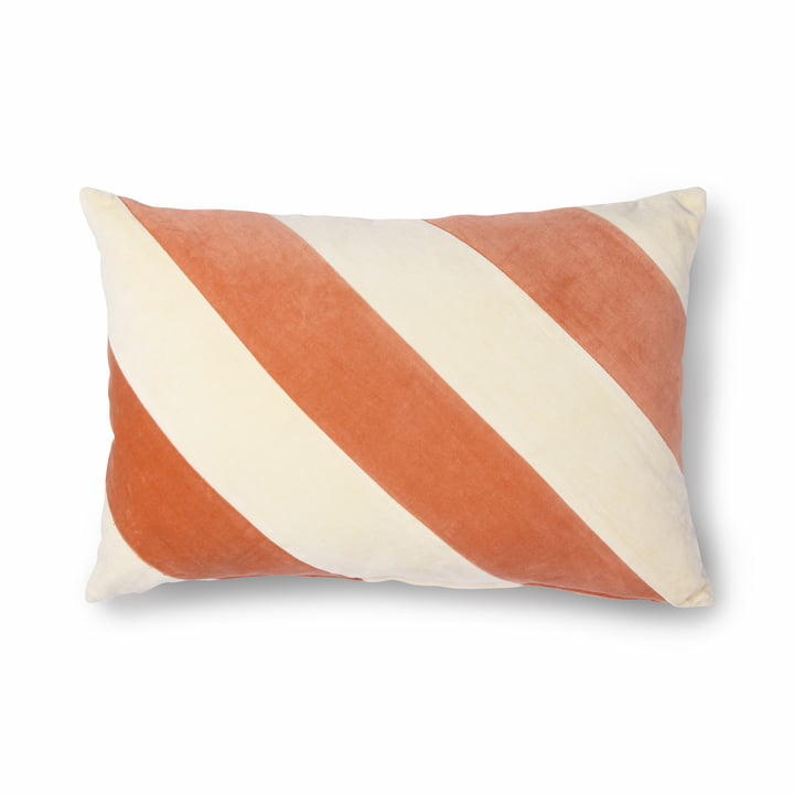 HKliving Striped Samt-Kissen Dekokissen Kissen Baumwolle 40 x 60 cm peach cream