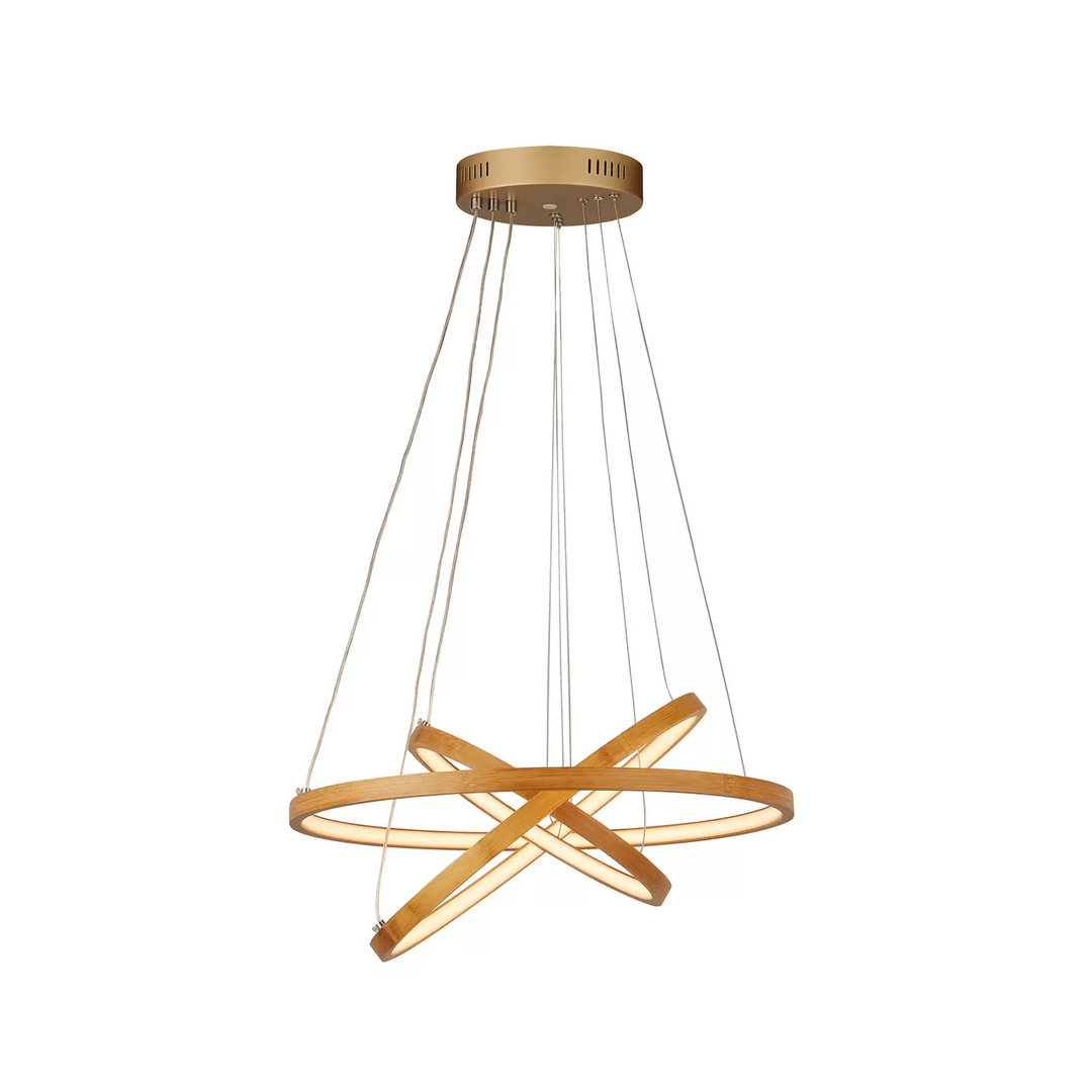 Searchlight LED-Hängeleuchte Eternity goldfarben Bambus Ø 50 cm Deckenlampe Spot
