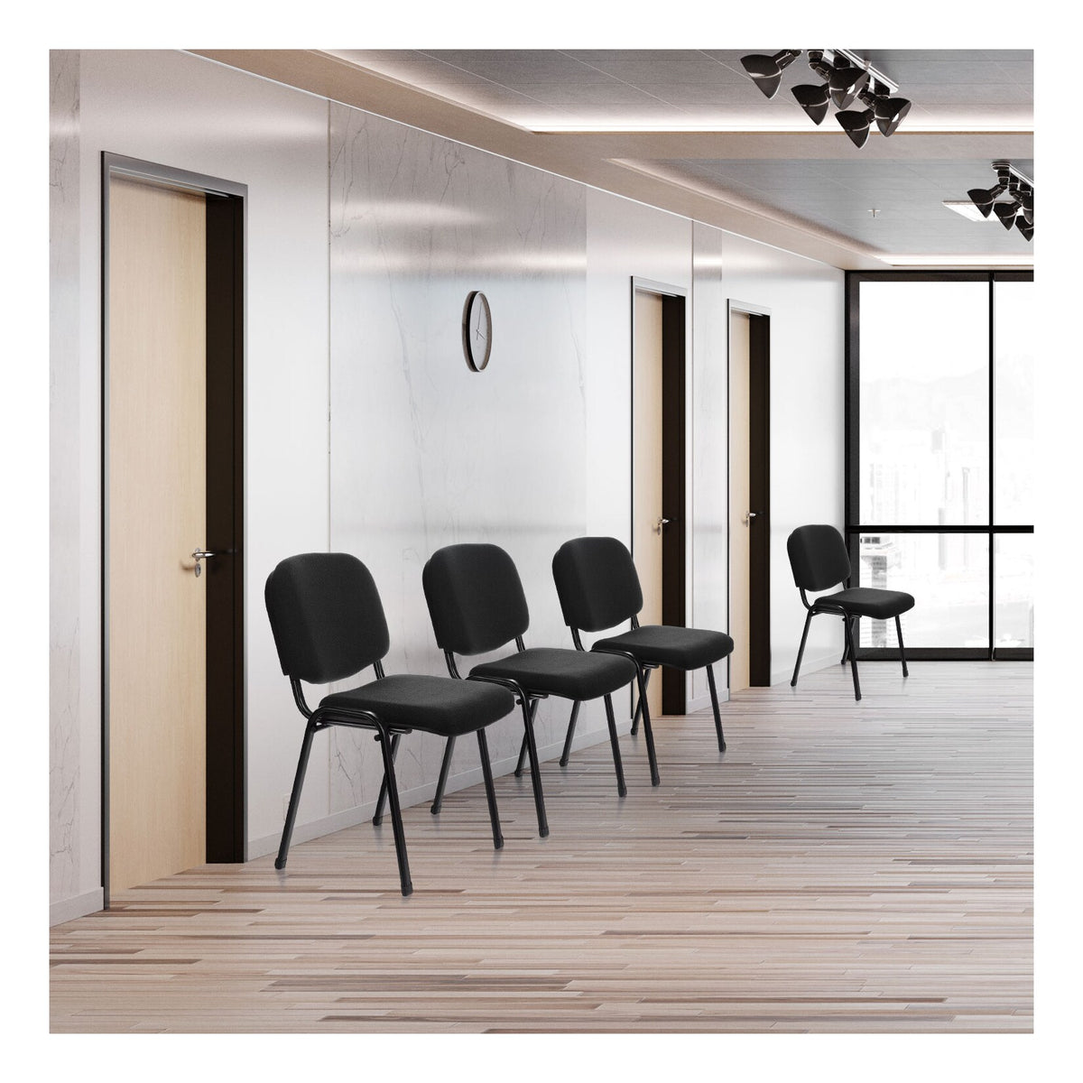hjh OFFICE Konferenzstuhl XT 600 Besucherstuhl Stuhl schwarz Stoff ergonomische  - 4260182550724