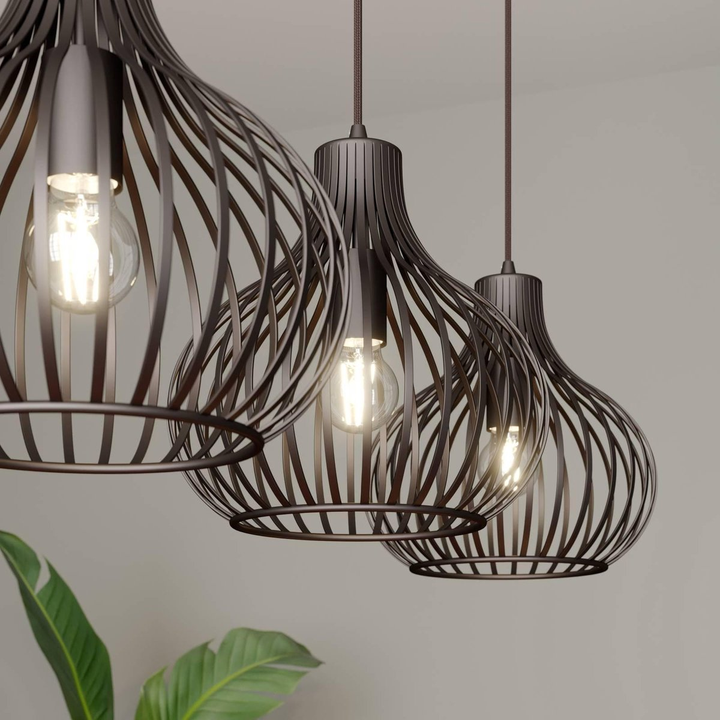 Lindby Frances Hängeleuchte Hängeleuchte Lampe Wohnzimmerlampe 3 Fl. E27 Braun B-Ware