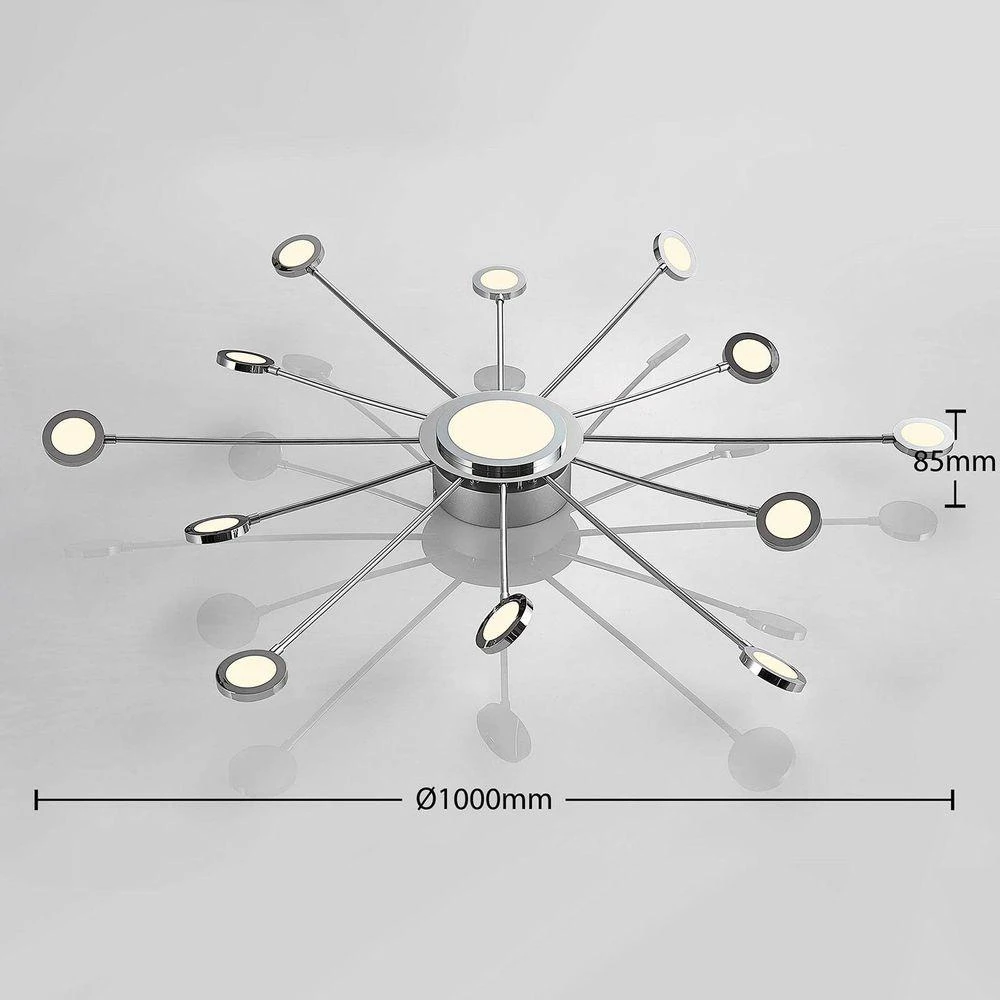 B-Ware Lindby Deckenlampe Deckenleuchte Led Fernbedienung Chrom Weiß Dimmbar Meru