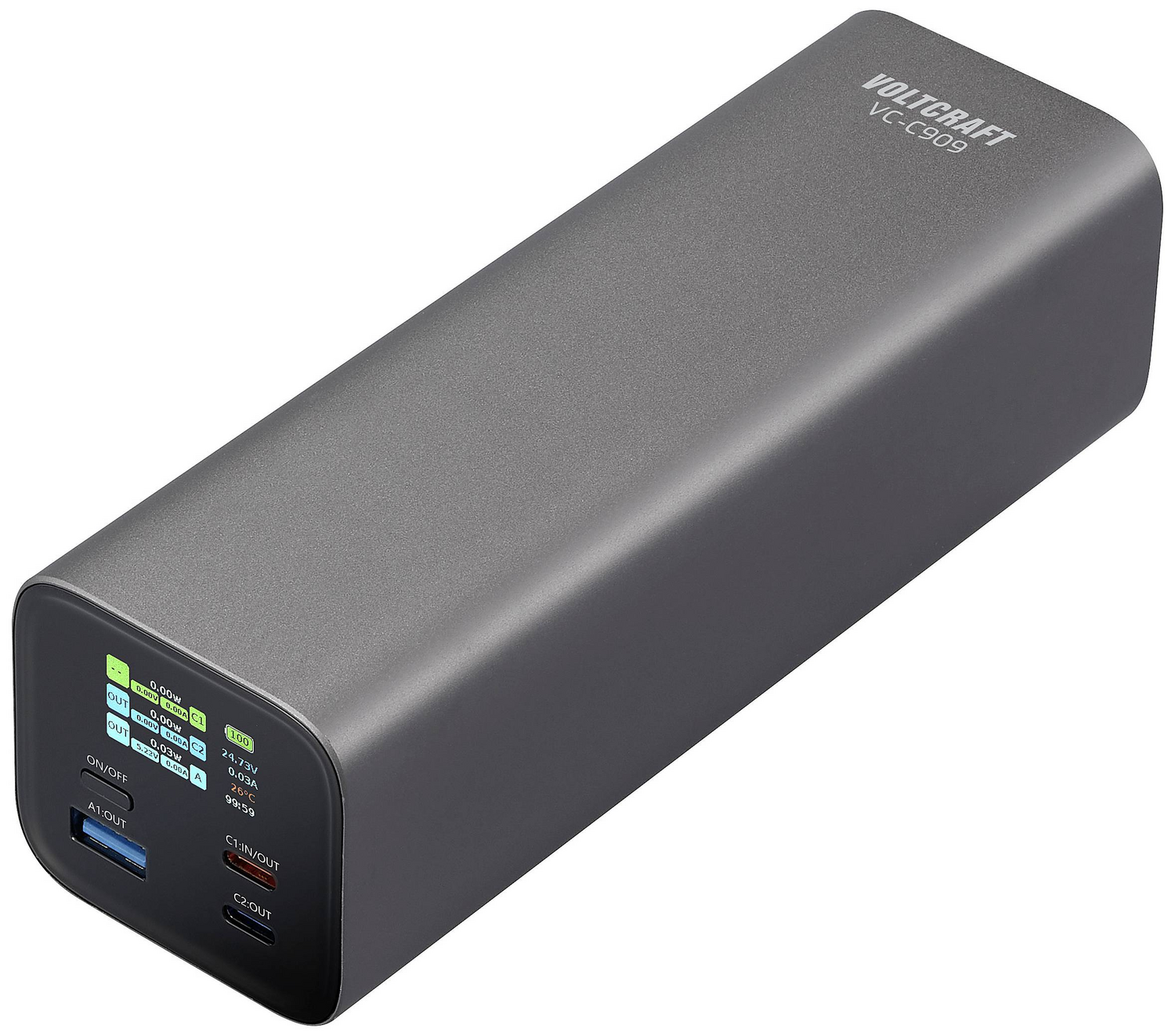 B-Ware Voltcraft Vc C909 Powerbank 27000 M Ah Pd 3.1 Li Ion Schwarz Silber Ladestation
