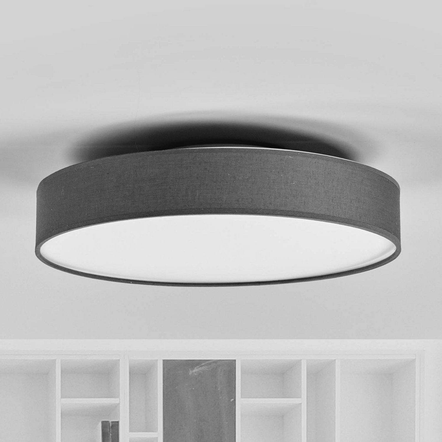 Plafonnier LED Lindby Saira, Ø 40 cm, gris 