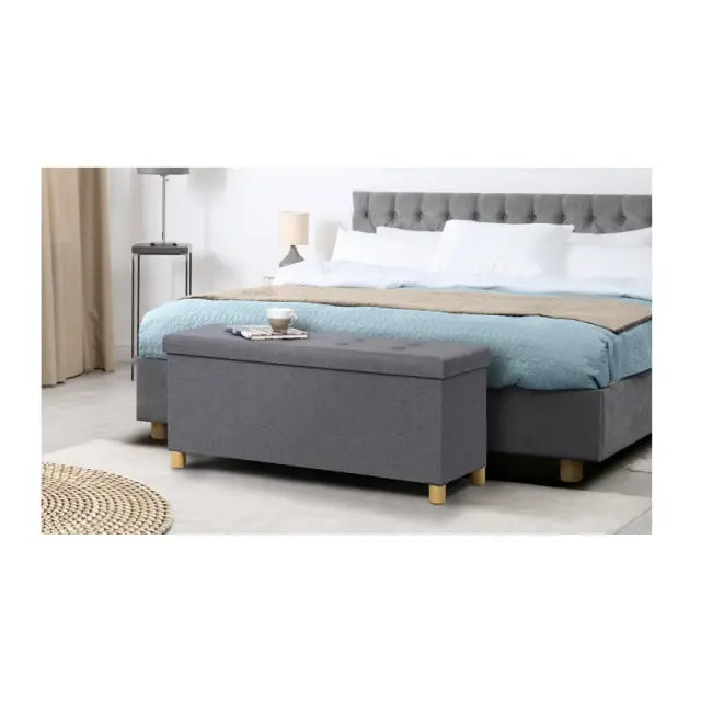 B-Ware Idomya Sitzbank Truhe Bank Stauraum Anthrazit Mdf Holz Leinenstoff Polyester - 3700901727163