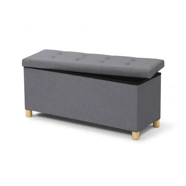 B-Ware Idomya Sitzbank Truhe Bank Stauraum Anthrazit Mdf Holz Leinenstoff Polyester - 3700901727163