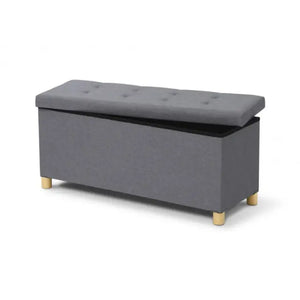 B-Ware Idomya Sitzbank Truhe Bank Stauraum Anthrazit Mdf Holz Leinenstoff Polyester