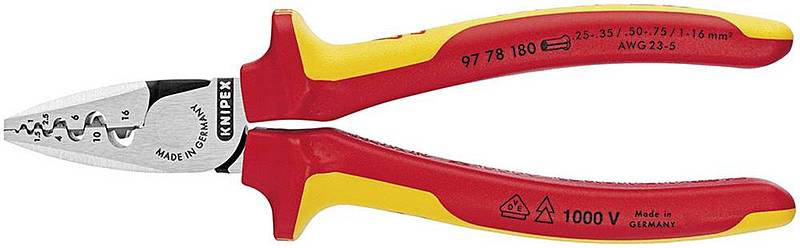 B-Ware Knipex 97 78 180 Crimpzange Aderendhülsen Kabelzange Kabelschuhzange 0.25  16mm²