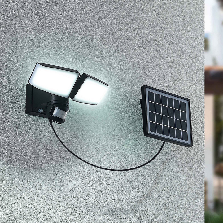 Prios Kalvito LED-Solar-Wandstrahler Wandleuchte Wandlampe Leuchte Sensor 2-fl.