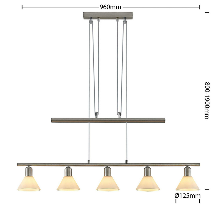 Elc Bealia Pendelleuchte Hängeleuchte Deckenlampe Verstellbar 5 Flammig Nic828 B-Ware - 4251911745146