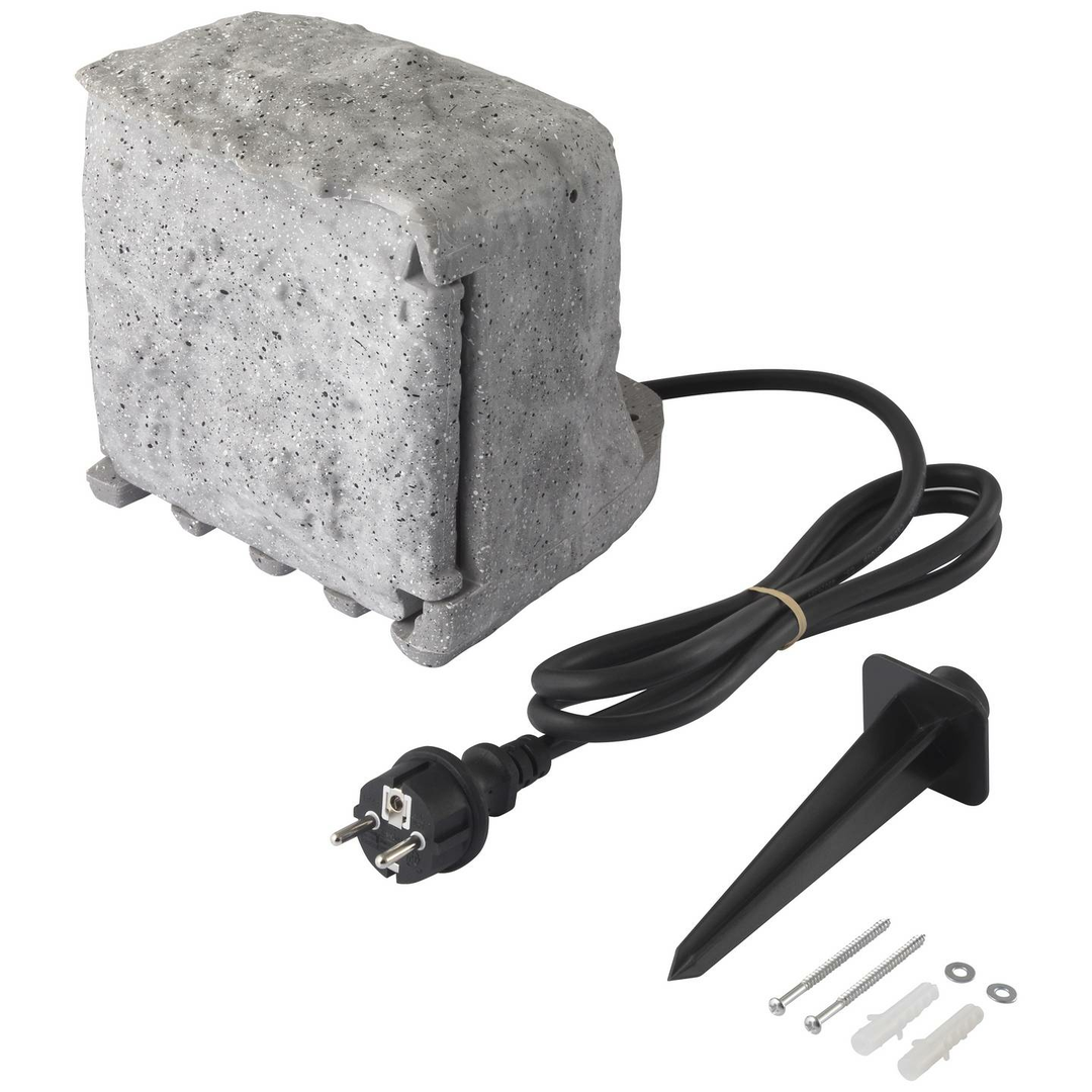 Sygonix Sy 5050592 Gartensteckdose Grau Deko Steckdose Mit Schalter Steinoptik B-Ware