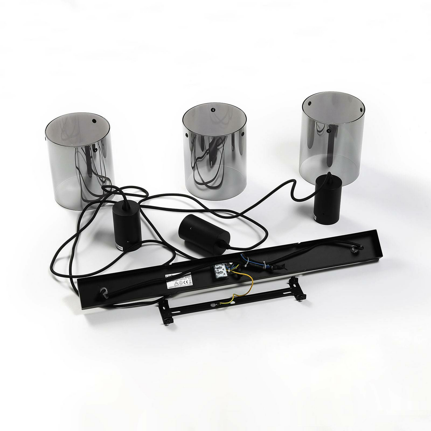 Lindby Kourtney Hängeleuchte Deckenlampe Pendelleuchte E27 Schwarz Rauchgrau914 B-Ware - 4251096585193