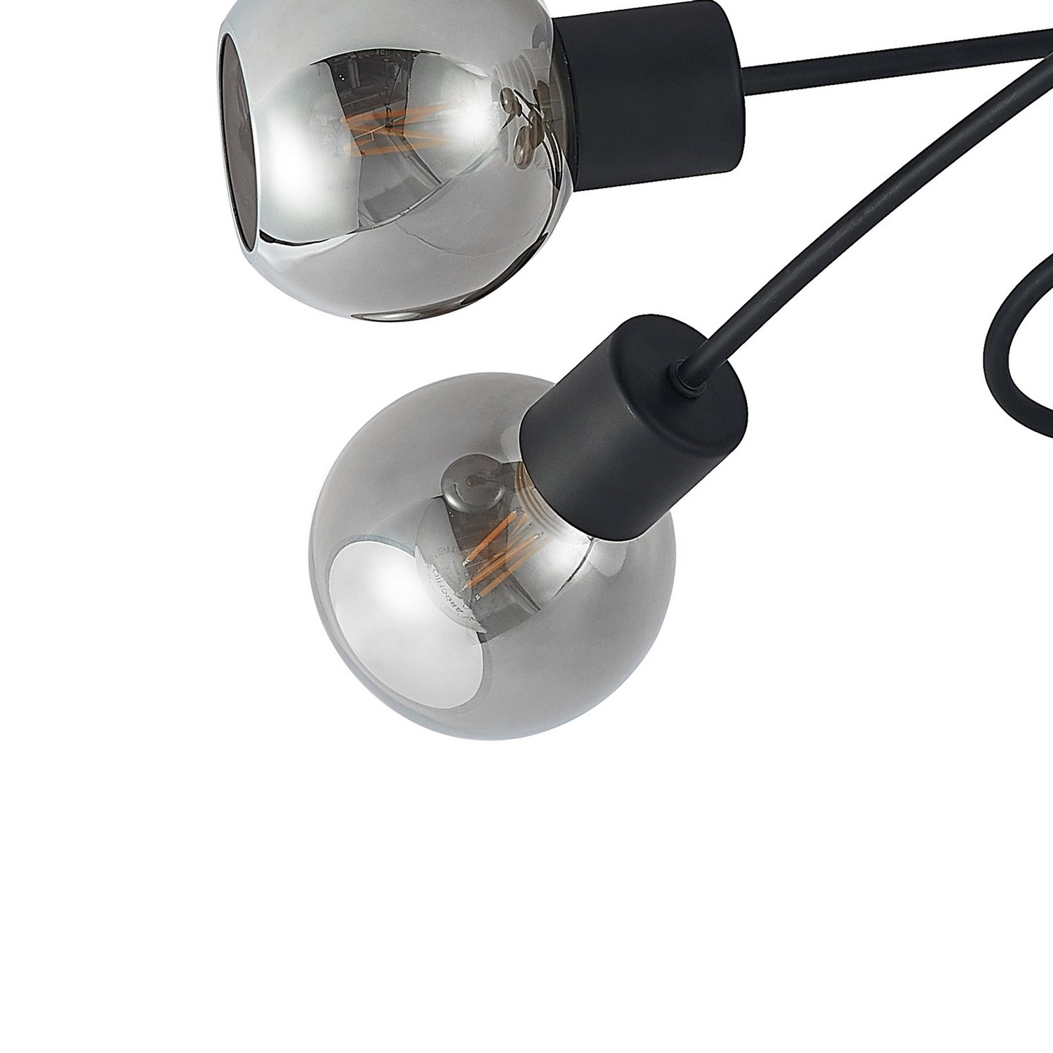 Suspension Lindby Elaina de qualité B, ampoule E14, 5 lumières, noir/fumé