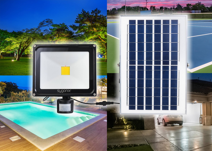 Sygonix SY-5461112 Solar-Spot mit Bewegungsmelder 50 W Neutralweiß Schwarz Lampe