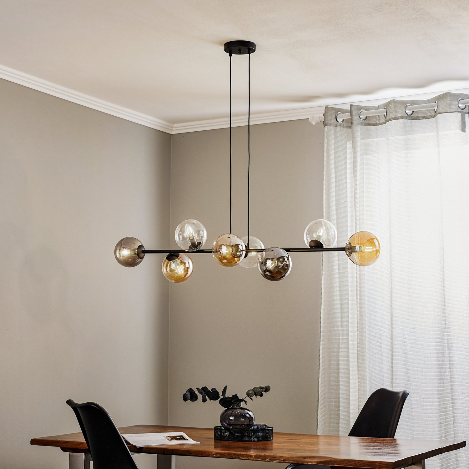 B-Ware Euluna Hängeleuchte Glassy Deckenlampe Pendelleuchte E14 8 Flg Glas Grafit Am478
