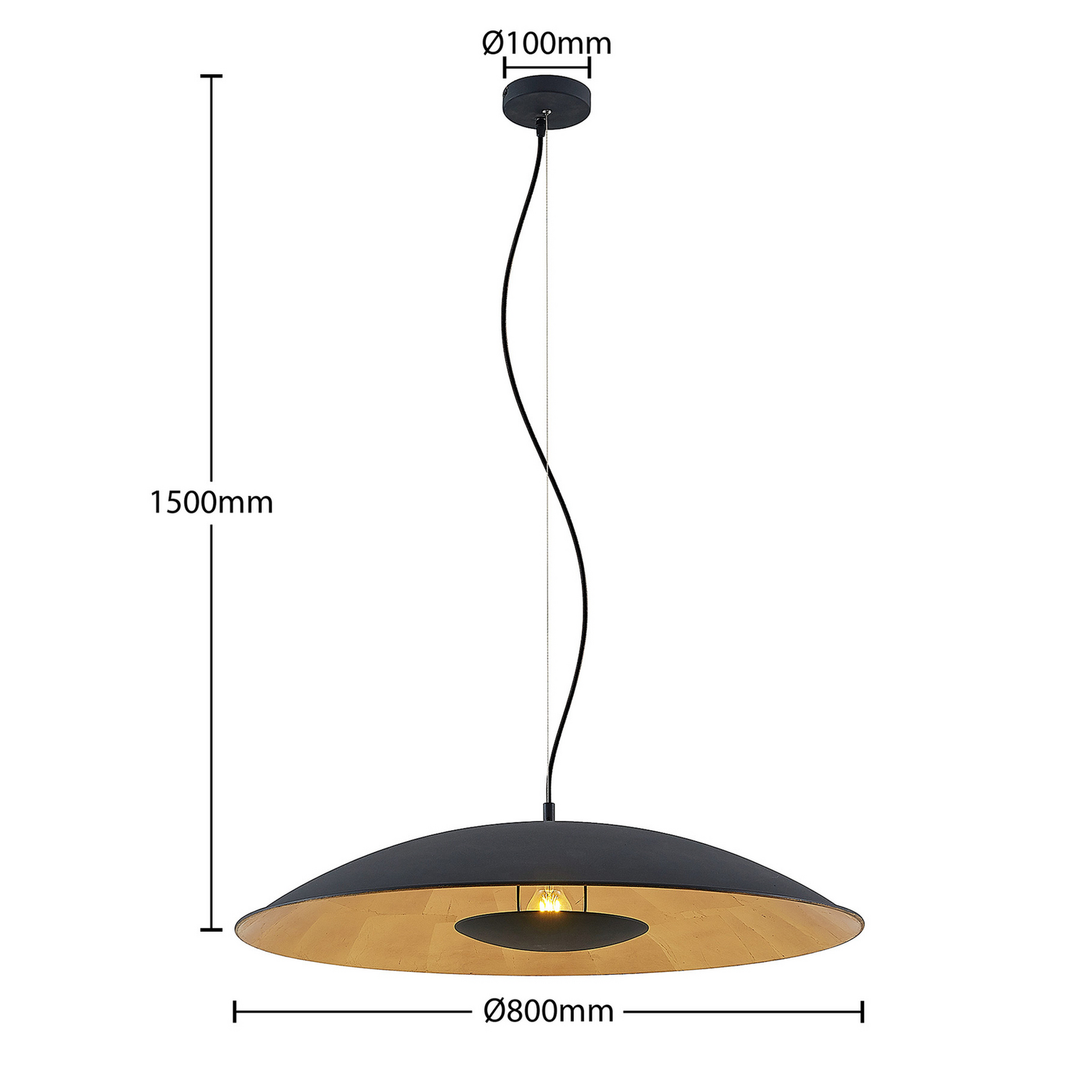 Lindby Narisara Hängeleuchte Hängelampe Lampe 1 Flammig E27 ø 80 Cm Schwarz Gold B-Ware - 4251911713572