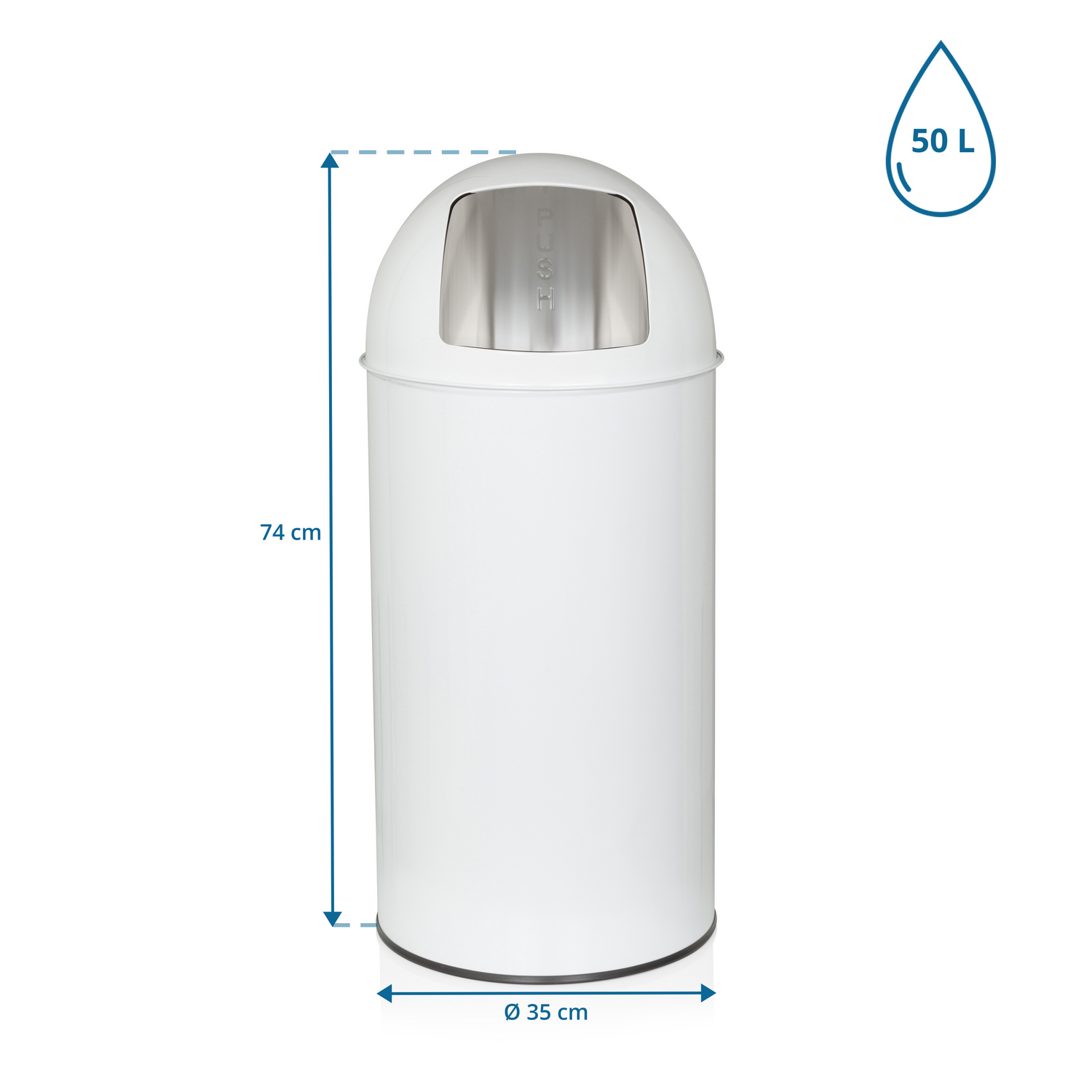 B-Ware Hjh Office Abfallsammler Mülleimer Push 50 L Mülleimer Abfalleimer Satin Weiss