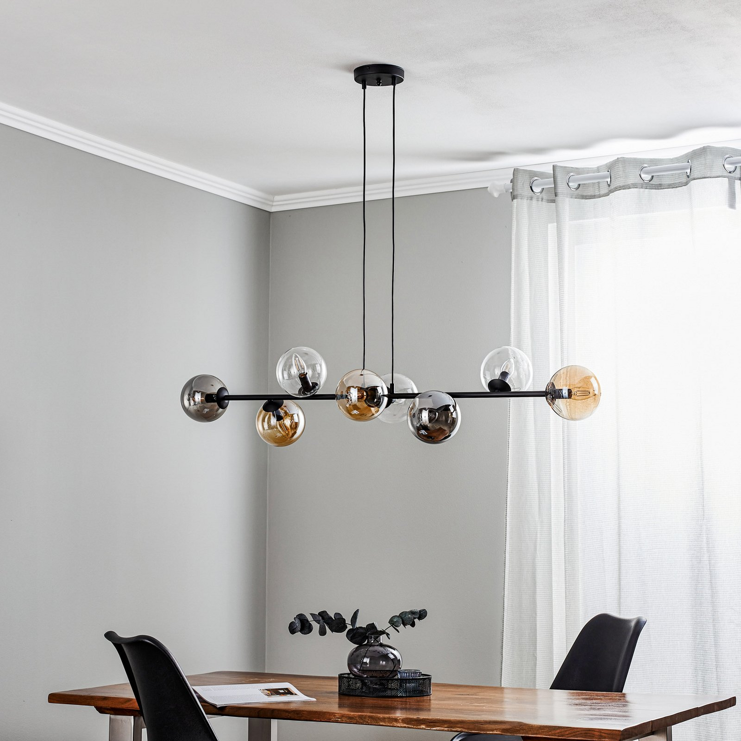 B-Ware Euluna Hängeleuchte Glassy Deckenlampe Pendelleuchte E14 8 Flg Glas Grafit Am478