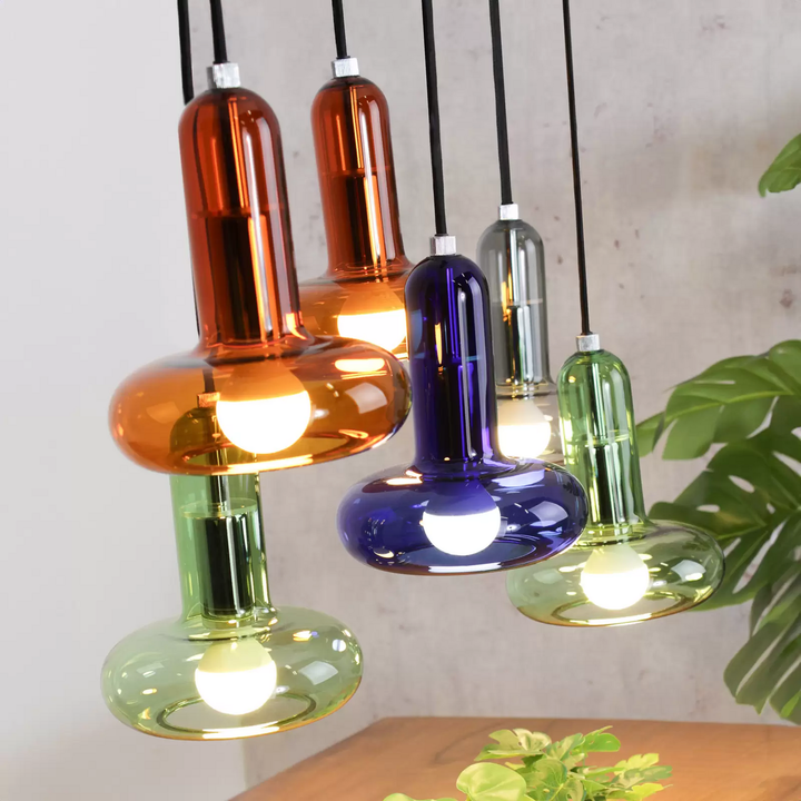Eco-Light Hängeleuchte Perseus Hängelampe Lampe bunt Länge 65 cm 6-flammig Glas