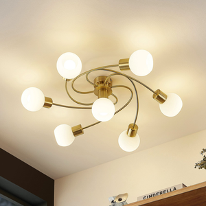 Plafonnier Lindby Ciala, 7 lumières, laiton, culot E14, produit de seconde main 