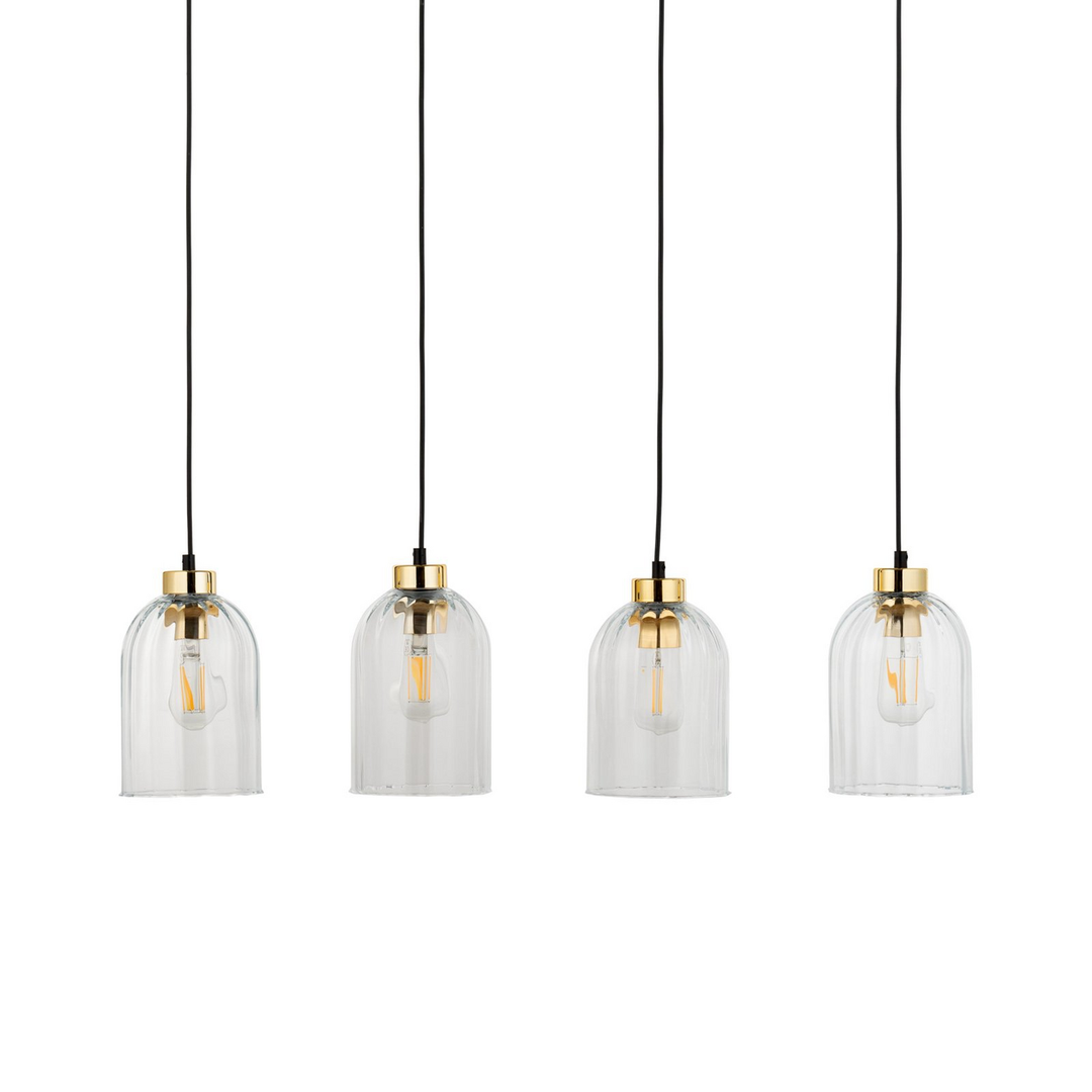 Glas-Hängeleuchte Satipo vierflammig transparent Deckenlampe Deckenleuchte Lampe