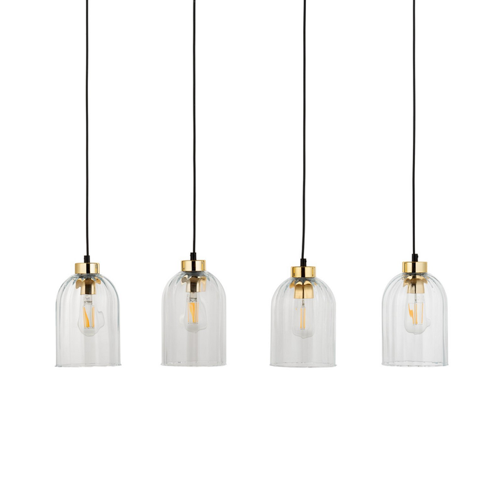 Glas-Hängeleuchte Satipo vierflammig transparent Deckenlampe Deckenleuchte Lampe