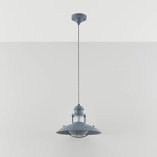 Suspension Lindby de qualité B, plafonnier Louisanne, lampe suspendue, lampe de cuisine, gris béton 