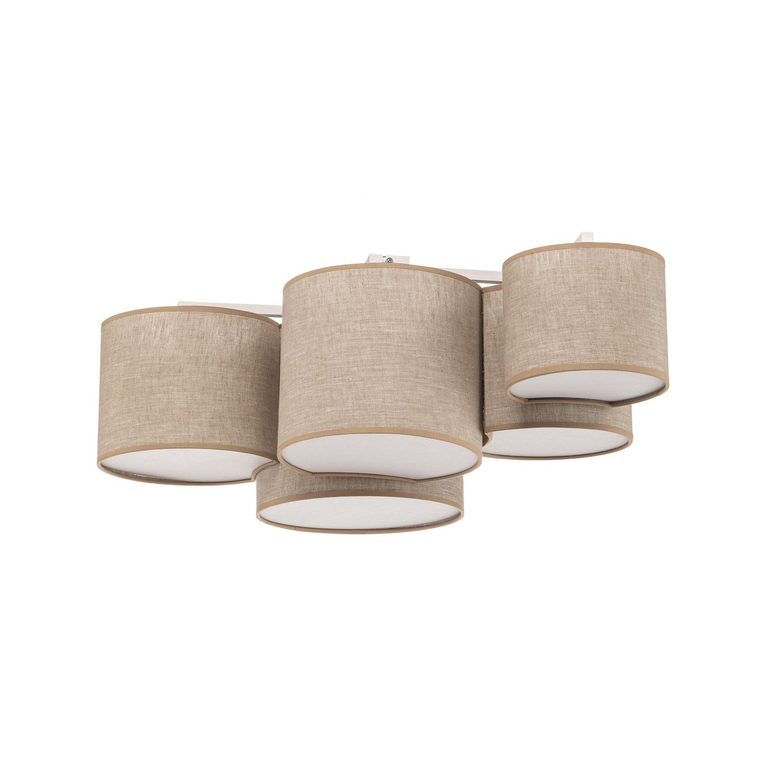 Plafonnier Euluna Mona Nature, lampe de plafond à 5 lumières, douille E27, lin, naturel