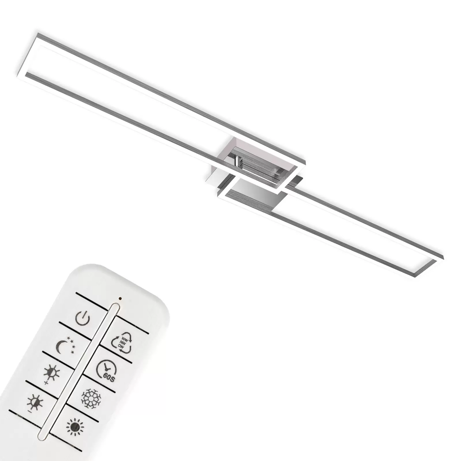 Plafonnier LED Briloner avec cadre, télécommande chromée