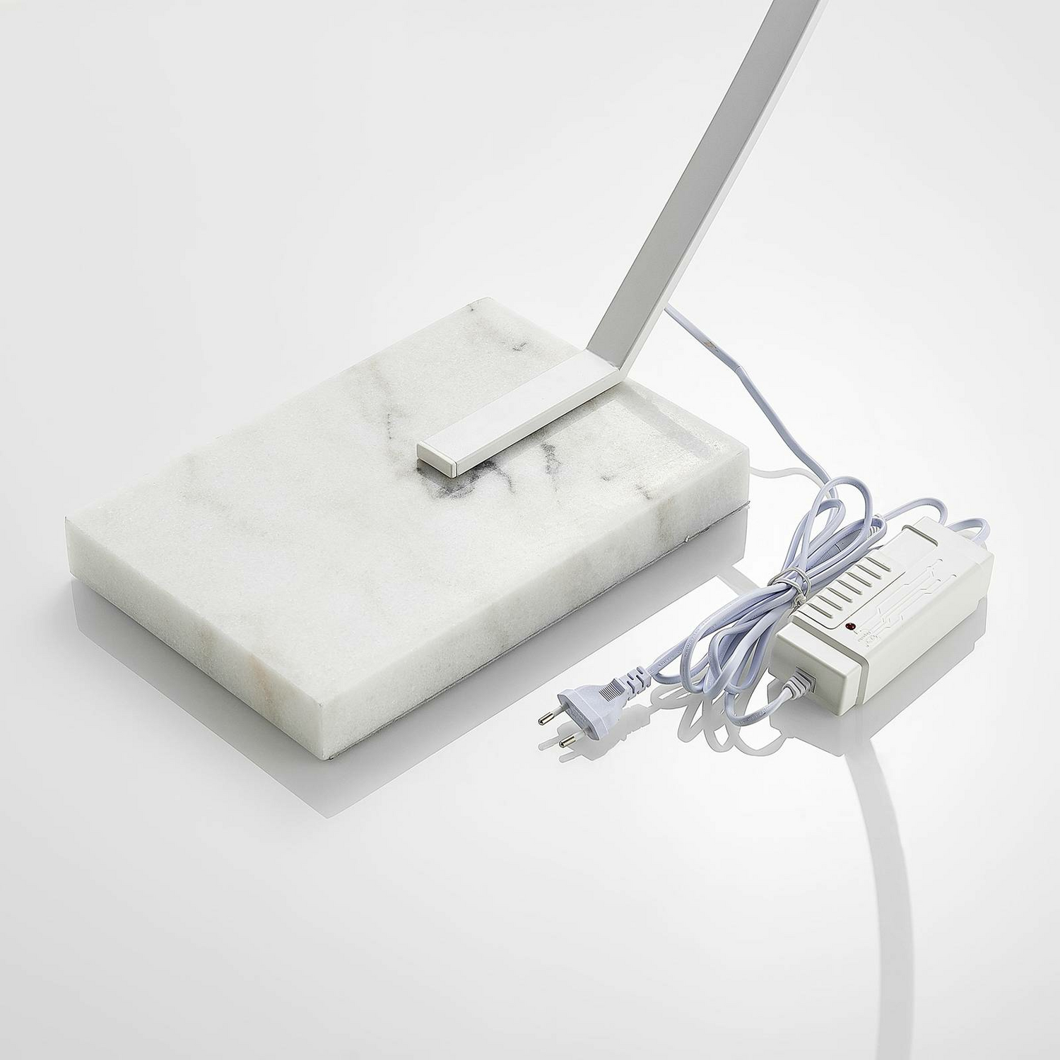 B-Ware Lindby Stehlampe Bogenleuchte Led Kendra Weiß Dimmer Marmorfuß Aluminium