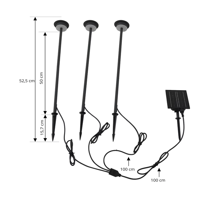 Lindby LED-Solarleuchte Lyris 3er-Set schwarz Alu 3.000K Leuchte Lampe Spot LED