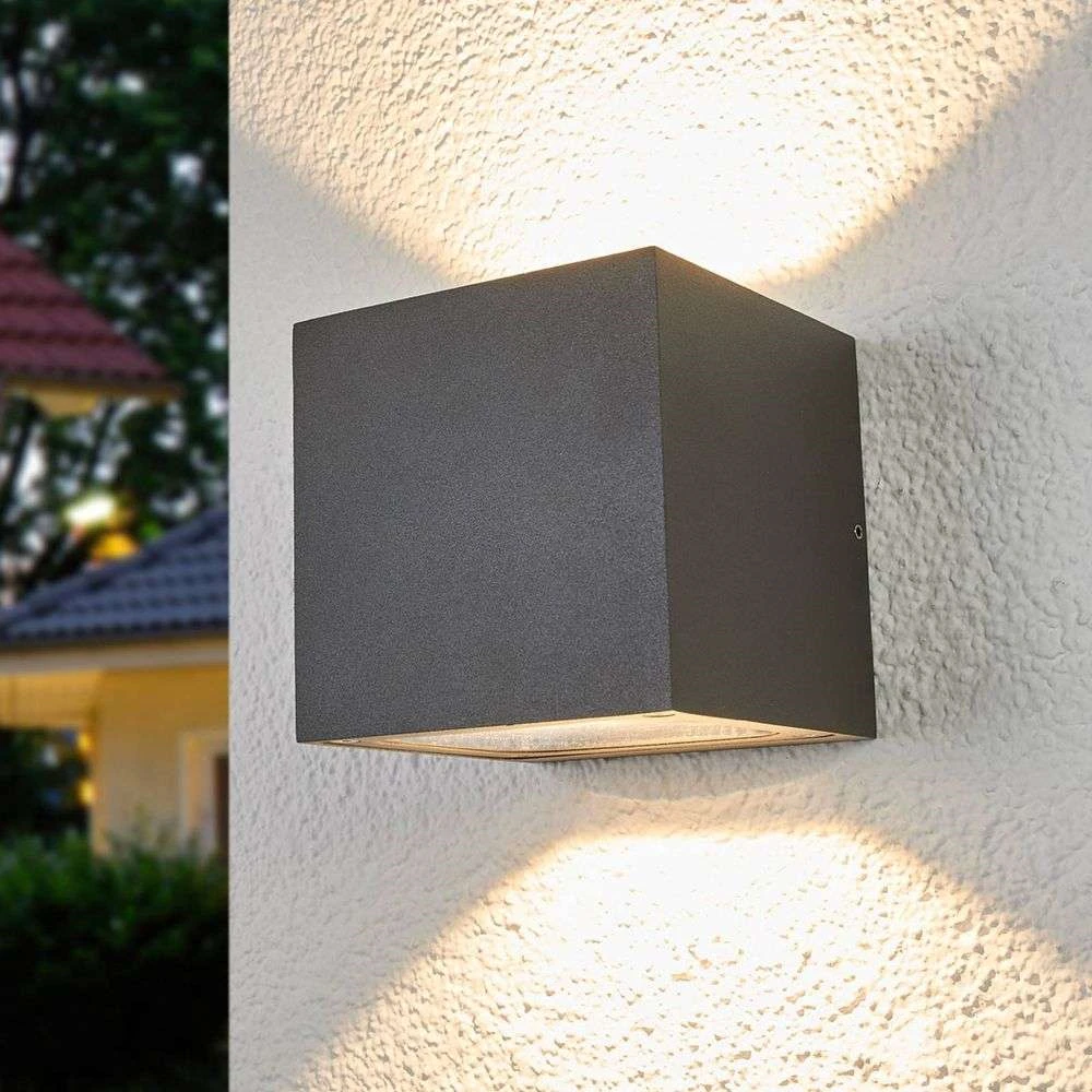 Wandleuchte Wandlampe Led Außenleuchte Außenwandleuchte Lucande Merjem Grau  B-Ware