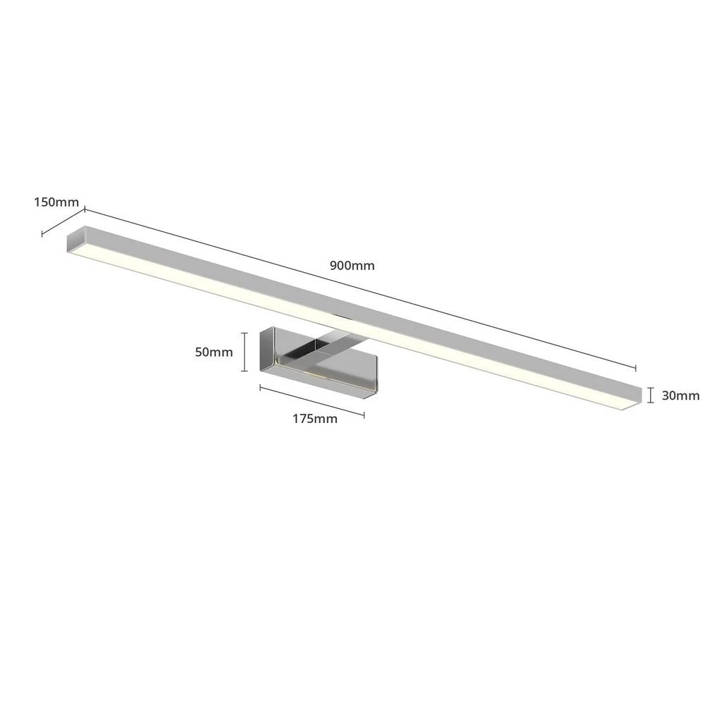 Applique murale Lindby Jukka pour salle de bain, éclairage LED blanc chromé, 90 cm, IP44, produit de seconde main.