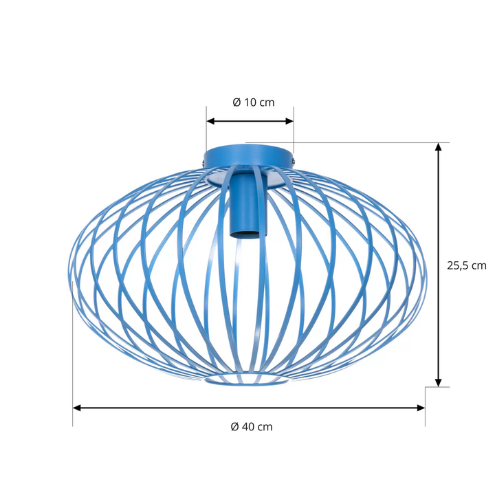 Lindby Maivi Deckenleuchte Käfig blau 40 cm Deckenlampe Wohnzimmerlampe Leuchte