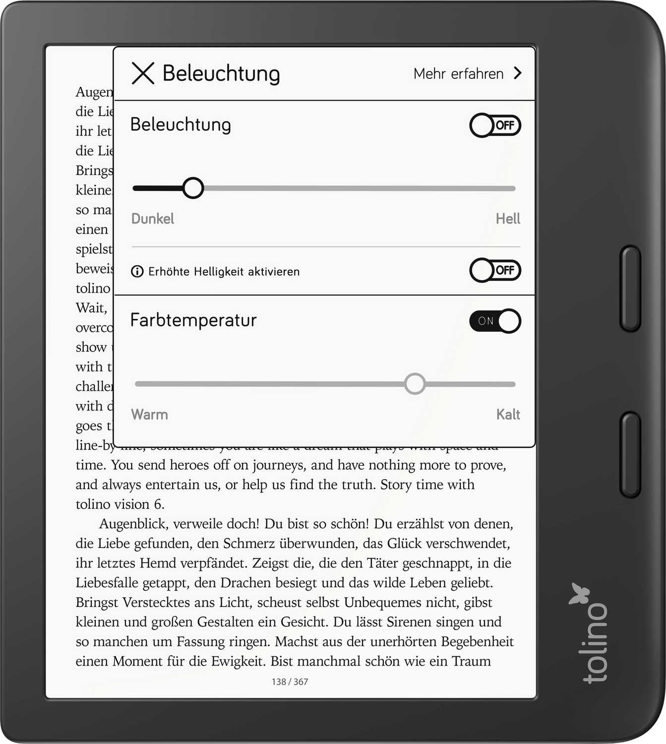D-Ware Tolino Vision 6 E Book Reader 7 Zoll  Bücher Lesen Touch Defektware Siehe Text