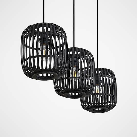 B-Ware Lindby Canyana Pendelleuchte Hängeleuchte Deckenlampe Lampe Schwarz Dreiflamm674