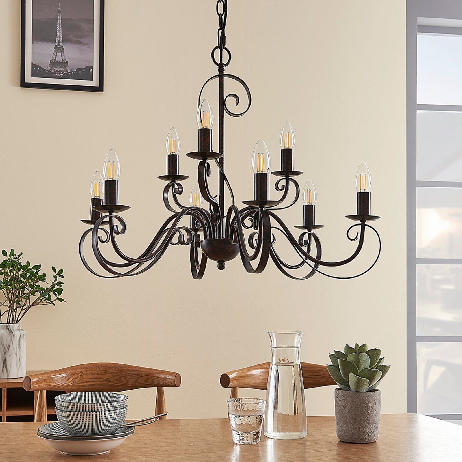 Lindby Landhaus-Kronleuchter Caleb Hängeleuchte Deckenlampe Pendelleuchte E14 - 4251096509991
