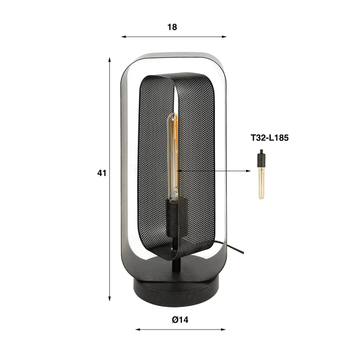 StoerLights Tischleuchte Alma Tischlampe Leuchte Lampe mit Mesh-Element schwarz