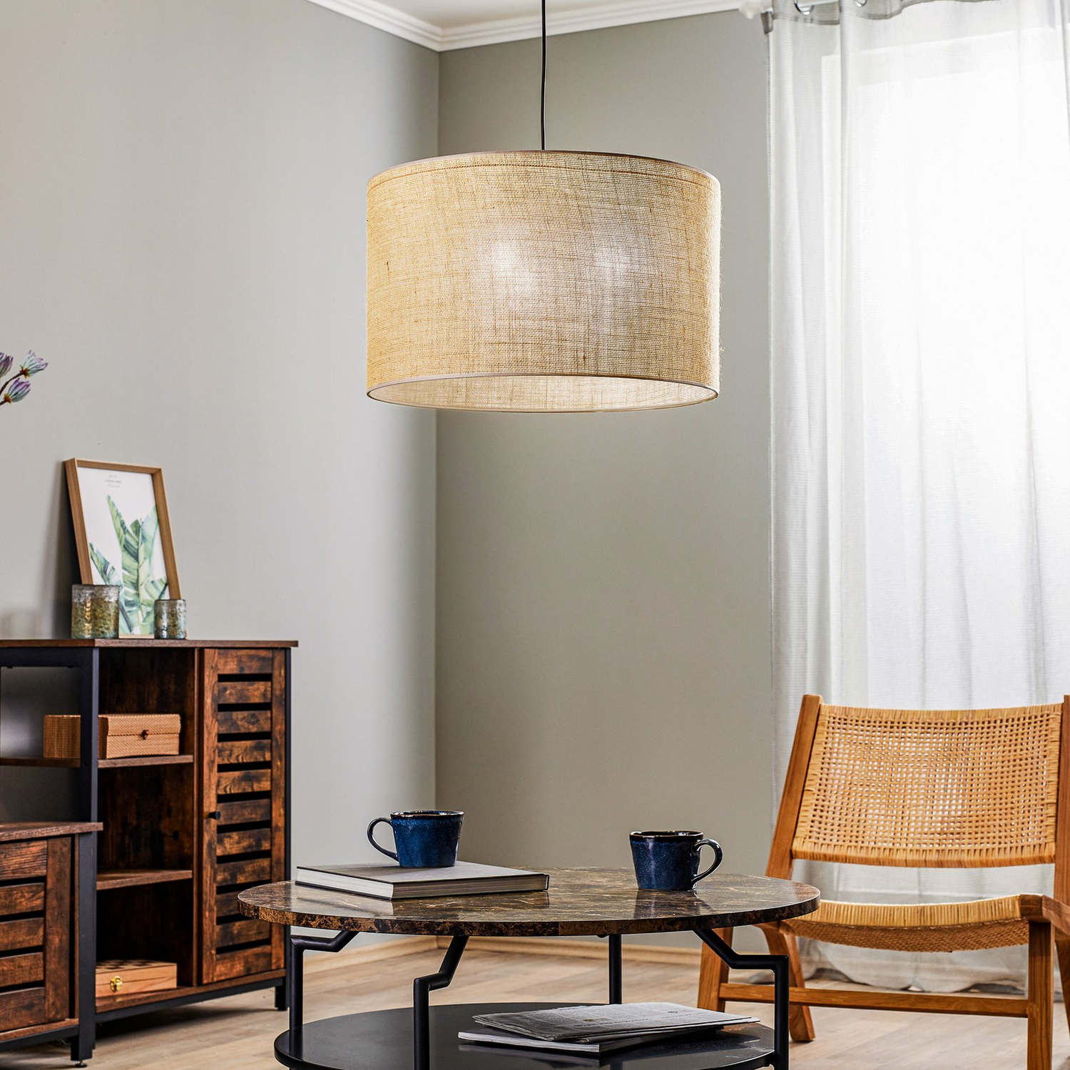 B-Ware Juta Hängeleuchte Pendelleuchte Hängelampe Jute Einflammig ø 50 Cm Leuchte Lampe