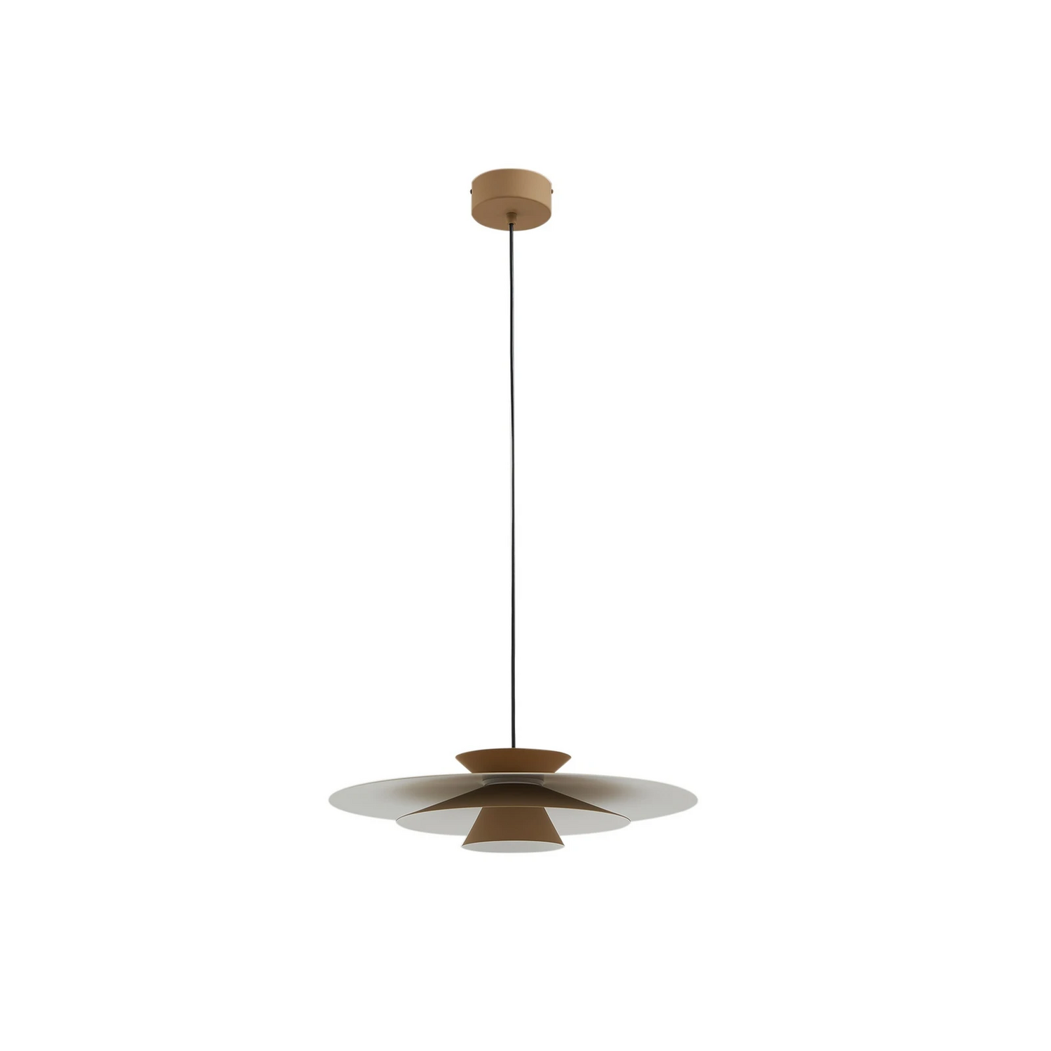 Suspension LED Lucande Livie, lampe suspendue en aluminium beige Ø 50 cm