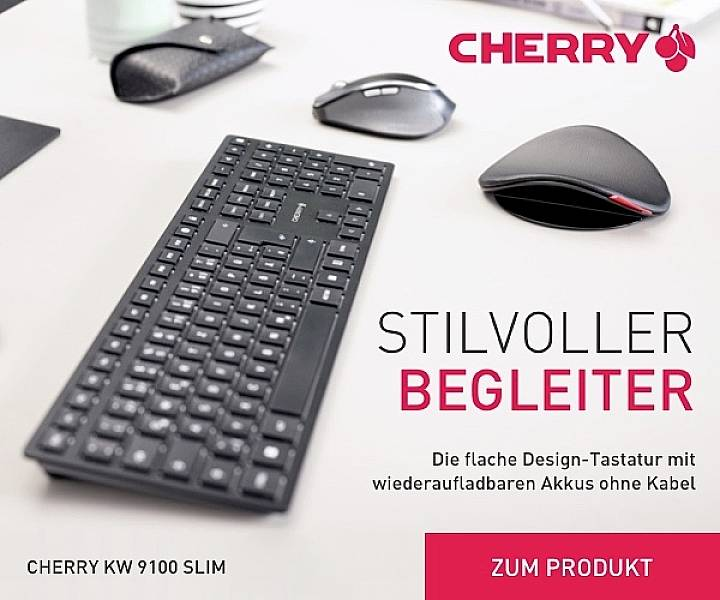 CHERRY KW 9100 SLIM Kabellos Tastatur QWERTZ Schwarz PC-Zubehör Eingabegerät