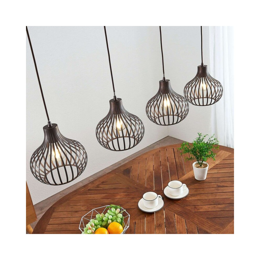 Lindby Frances Hängelampe Hängeleuchte Pendellampe Lampe Leuchte Braun, 4 Fl.37 B-Ware - 4251096551716