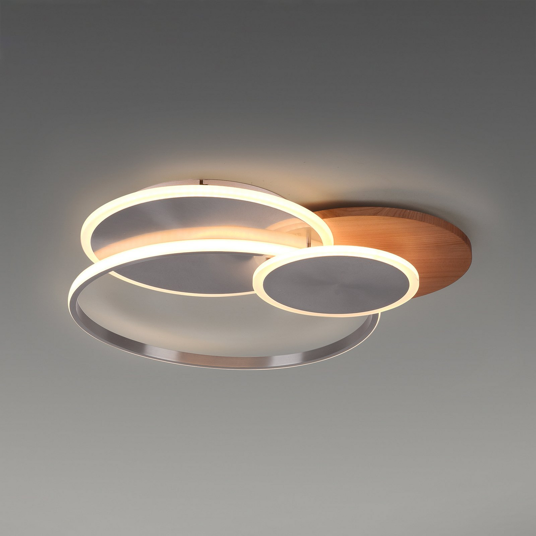 Palma LED-Deckenlampe Deckenlampe Lampe Leuchte 50 Watt Holz silber weiß