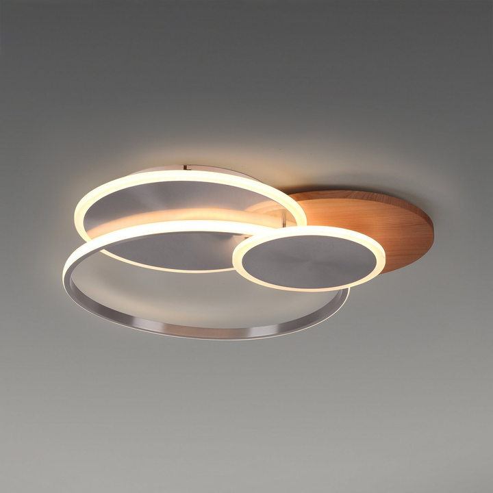 Palma LED-Deckenlampe Deckenlampe Lampe Leuchte 50 Watt Holz silber weiß