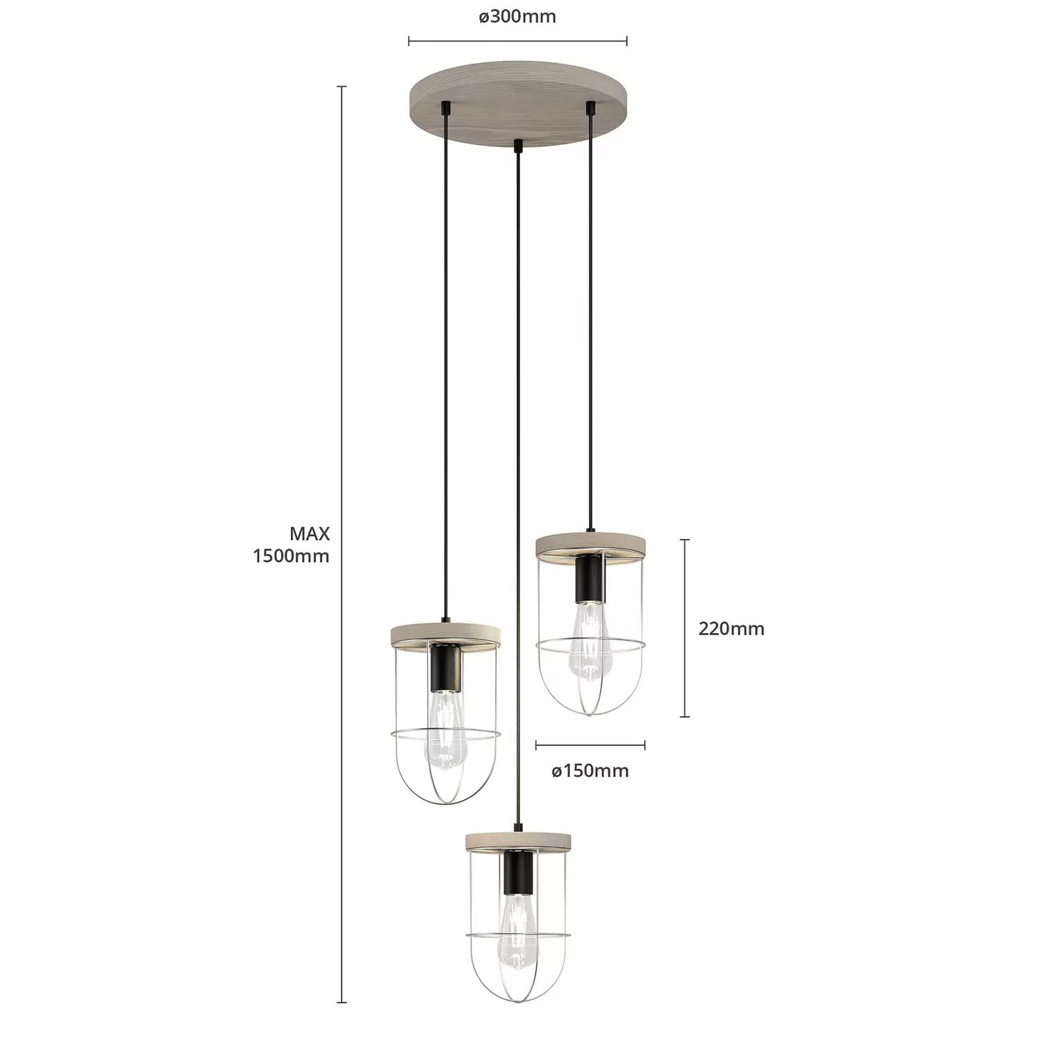 Envostar Neptuna Hängeleuchte Dreiflammig Rondell Pendelleuchte Leuchte Lampe B-Ware - 4251911723137